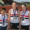 Georgie Hannaway (Gold U17W 800m), Alicia Burke (Bronze U17W 800m) & Matty Richardson (Silver U13 1500m)