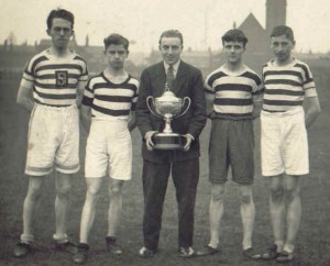 Stan Lubbock (center) with the Sefton Harriers youth team of 1928