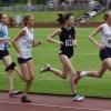 Rosie Johnson (499) on her way to victory in the 1500m at Bebington