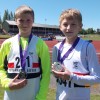 Owen Southern and Kai Finch first and second in the Merseyside Under13s high jump clearing 1.35m