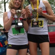 Kirsty Longley 10k winner and Lisa Gawthrone 5k winner at Port Sunlight