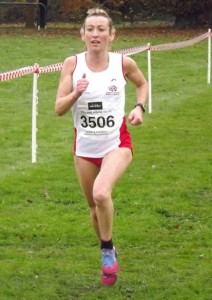 Kirsty Longley in action for England