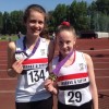 Bethany Milton & Sadie McNulty show off their medals won at Merseyside AA T&F Championships