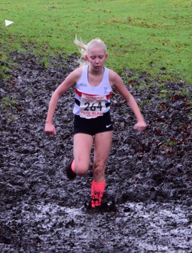Charlotte Mawdsley battling the mud