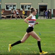 Rosie Johnson on her way to victory in the 1500m at Wavertree on 3rd May