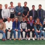 Final Sefton Harriers Squad, Back Row, Caroline Watkins, Brian Davey, Richie Webster, Norman Wilson, Steve Murphy, John Dobie jnr, Paul Rudkin, Sammy Rashid. Front Row, Peter Wilson Colin McCallum, Reg Armstrong, John Dobie, Alan Cooper, Lee Bray, Derek Pellat