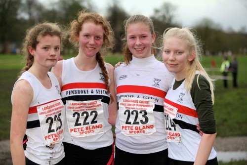 U17W (silver medal) L-R Morag Molyneux, Flossie Dickinson, Anna Hulme, Charlotte Mawdsley