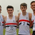 Winning 4 x 400m relay squad...Danny Higham, Ed Latimer, Joe Milton, Luke Edwards.