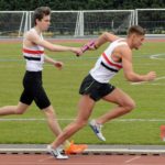Relay change-over Joe Milton to Luke Edwards