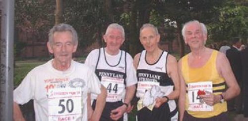 Joe (50) at the end of the Croxteth Park 10k 2003