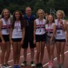 L-R Erin Birchall Alice Prescott Nina Smalley PHIL WHITFIELD (coach) Niamh Edmunds Scarlet Whitfield Martha Simms Abigail Bamber