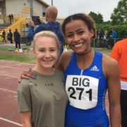 Scarlet Whitfield with long jumper Jazmin Sawyers