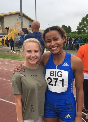 Scarlet Whitfield with long jumper Jazmin Sawyers 