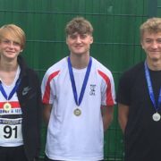 All smiles from the high jumpers L-R Sandy Clarkson, Kai Finch, Owen Southern