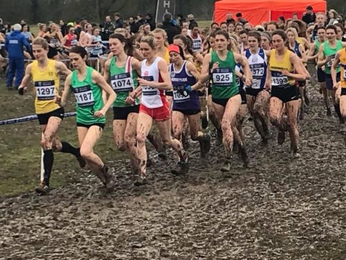Kirsty Longley running for Merseyside in the inter counties 2018