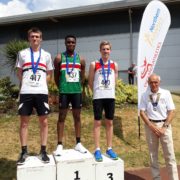 Matt Ingram on the podium at Northern Athletics championships